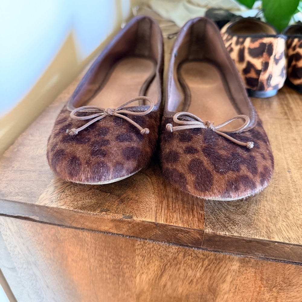 Old Navy Ballet Flats Womens 8 Brown Leopard Print Bundle 2 Pairs Bow Accents - Picture 12 of 15